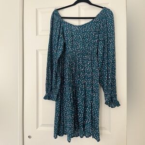 Bohme Teal and Pink Long Sleeve Dress